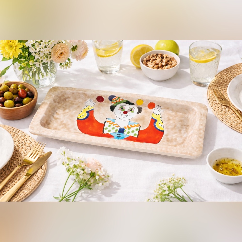 Vintage Whimsical Italian Pottery‎ Clown Tray
